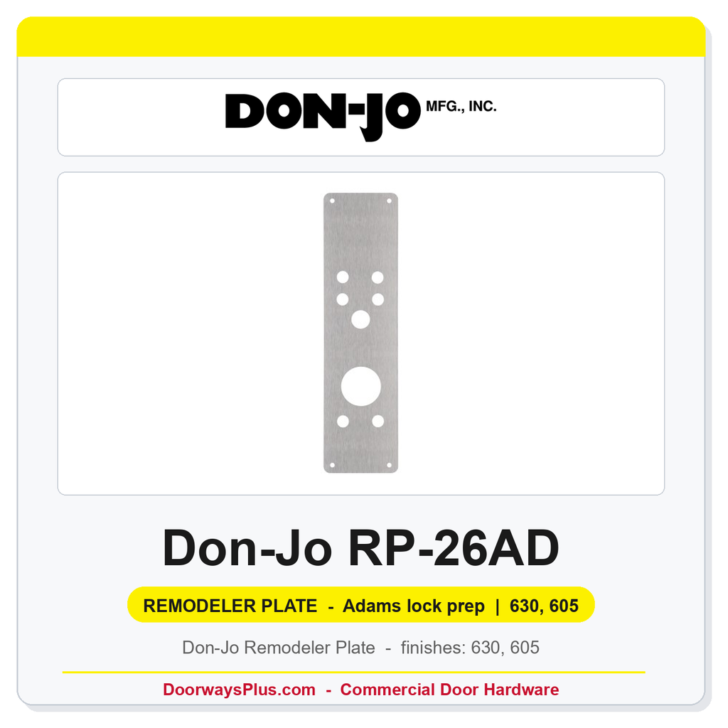 Don-Jo RP-26AD Remodeler Plate | 5" x 16" | Adams lock prep | .032"