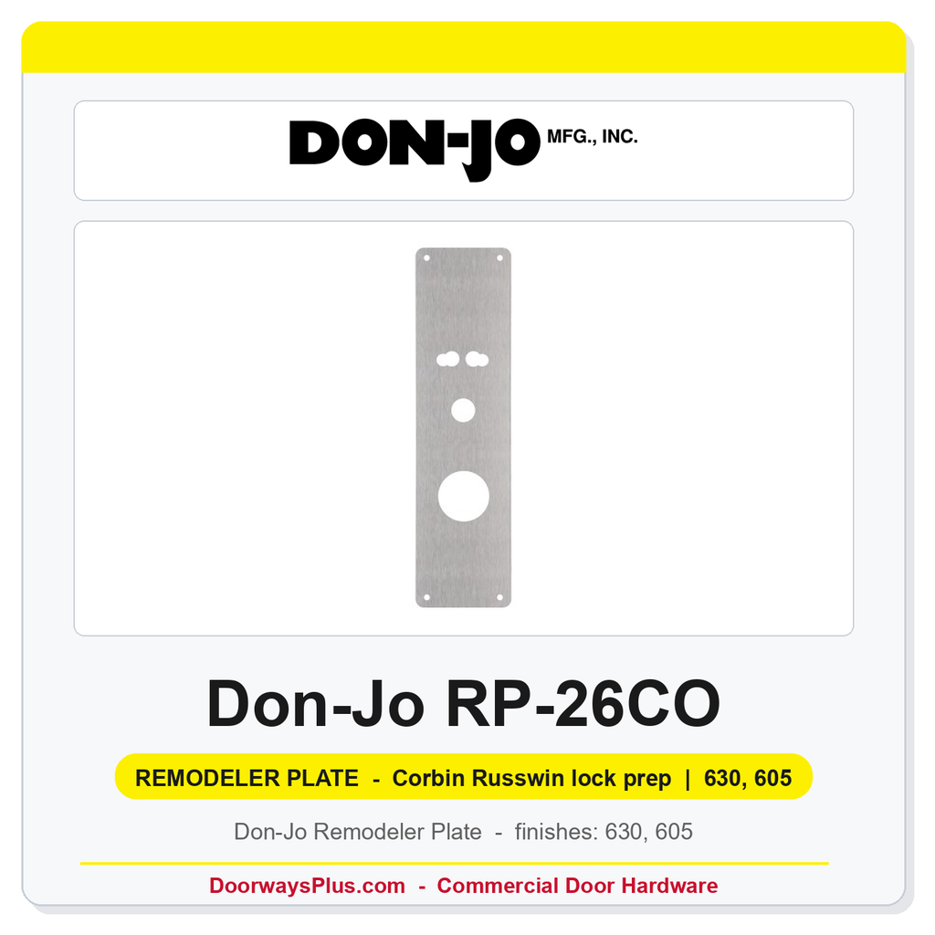 Don-Jo RP-26CO Remodeler Plate | 5" x 14" | Corbin Russwin lock prep | .032"