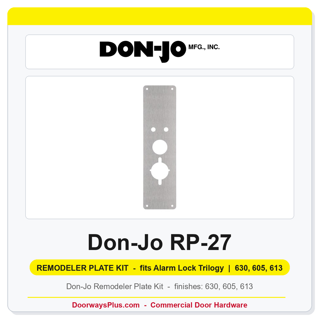 Don-Jo RP-27 Remodeler Plate Kit | 4-1/2" x 14" | fits Alarm Lock Trilogy | .032"