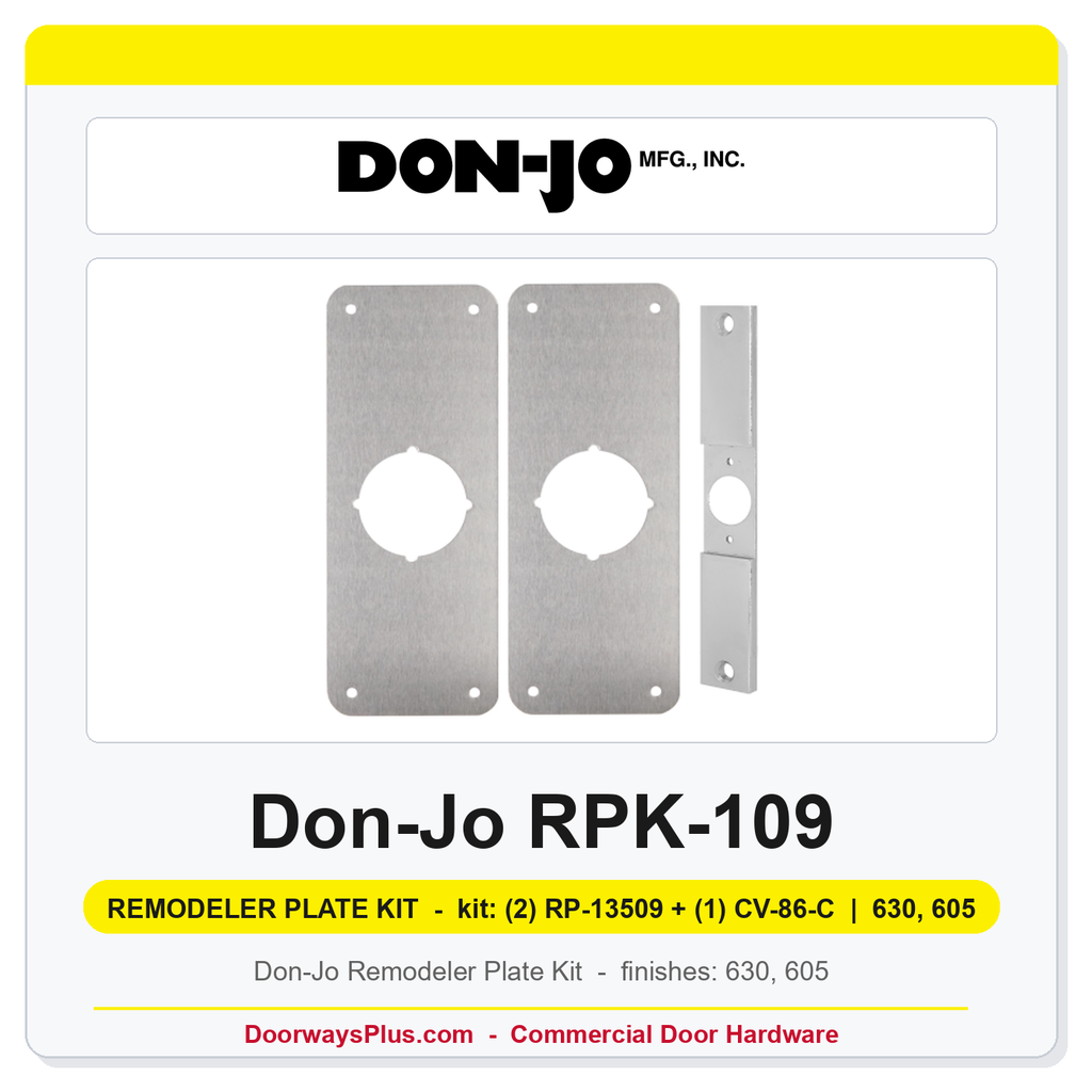 Don-Jo RPK-109 Remodeler Plate Kit | 3-1/2" x 9" | kit: (2) RP-13509 + (1) CV-86-C | .032"