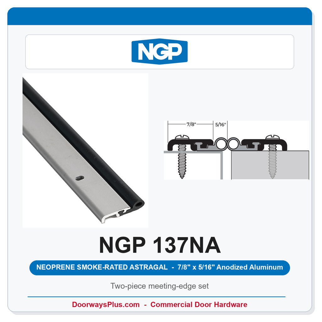 NGP 137NA Neoprene Smoke-Rated Astragal Astragal Set - Anodized Aluminum | National Guard