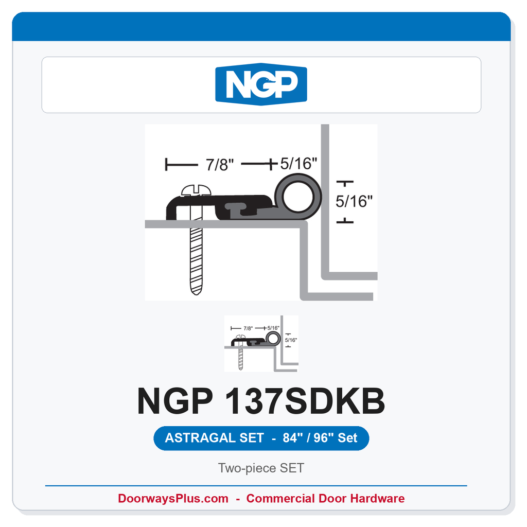 NGP 137SDKB Silicone Smoke-Rated Astragal Astragal Set - Dark Bronze | National Guard