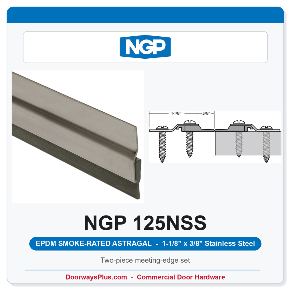 NGP 125NSS EPDM Smoke-Rated Astragal Astragal Set - Stainless Steel | National Guard