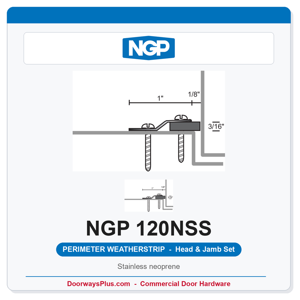 NGP 120NSS Neoprene Perimeter Weatherstrip - Stainless Steel | National Guard