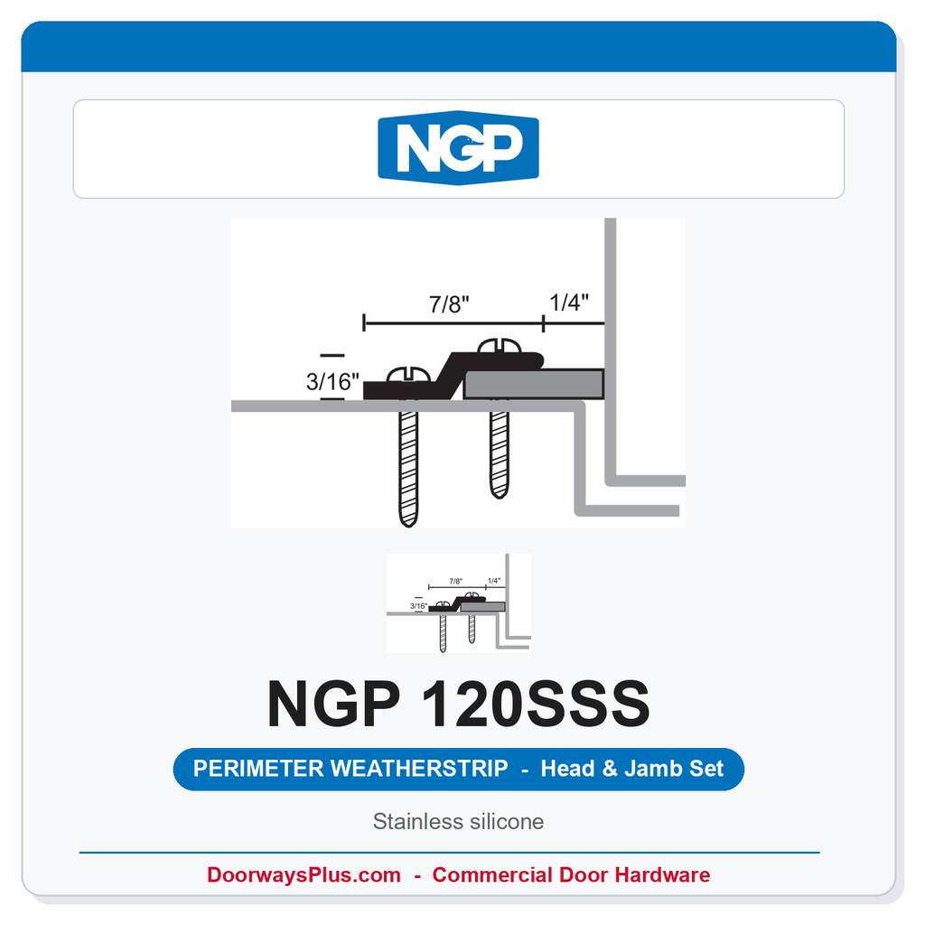 NGP 120SSS Silicone Perimeter Weatherstrip - Stainless Steel | National Guard