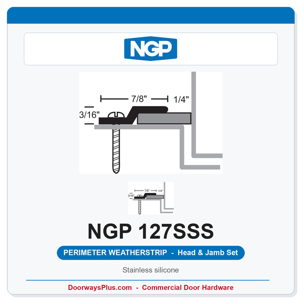 NGP 127SSS Silicone Perimeter Weatherstrip - Stainless Steel | National Guard