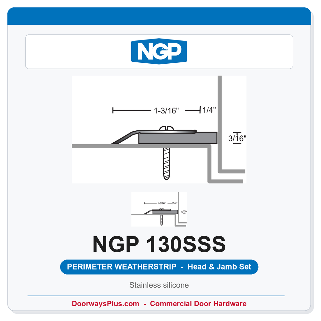 NGP 130SSS Silicone Perimeter Weatherstrip - Stainless Steel | National Guard