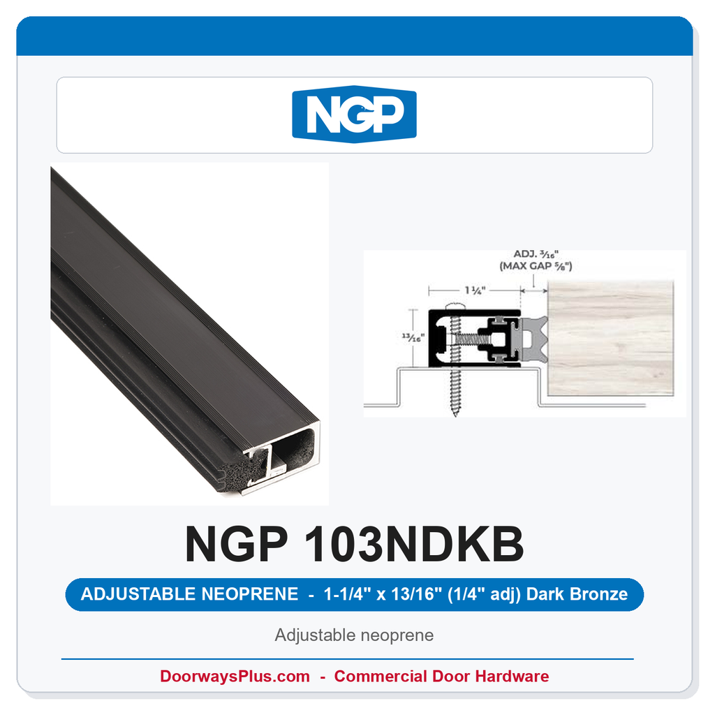 NGP 103NDKB Adjustable Neoprene Perimeter Weatherstrip - Dark Bronze | National Guard