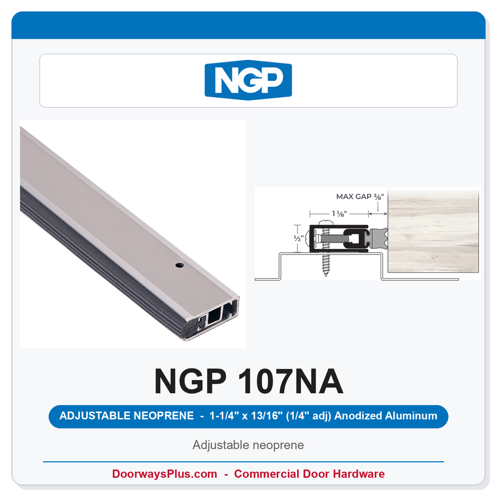 NGP 107NA Adjustable Neoprene Perimeter Weatherstrip - Anodized Aluminum | National Guard