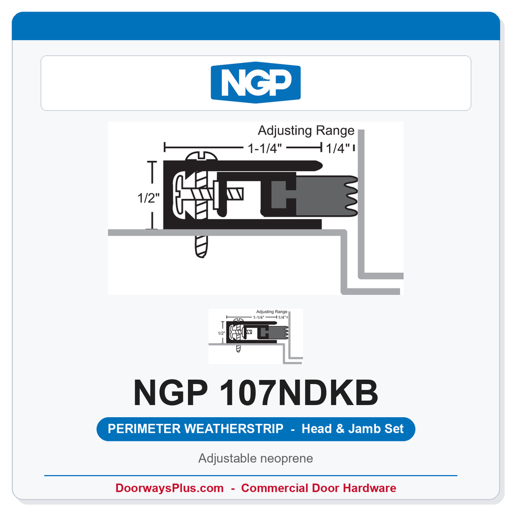 NGP 107NDKB Adjustable Neoprene Perimeter Weatherstrip - Dark Bronze | National Guard