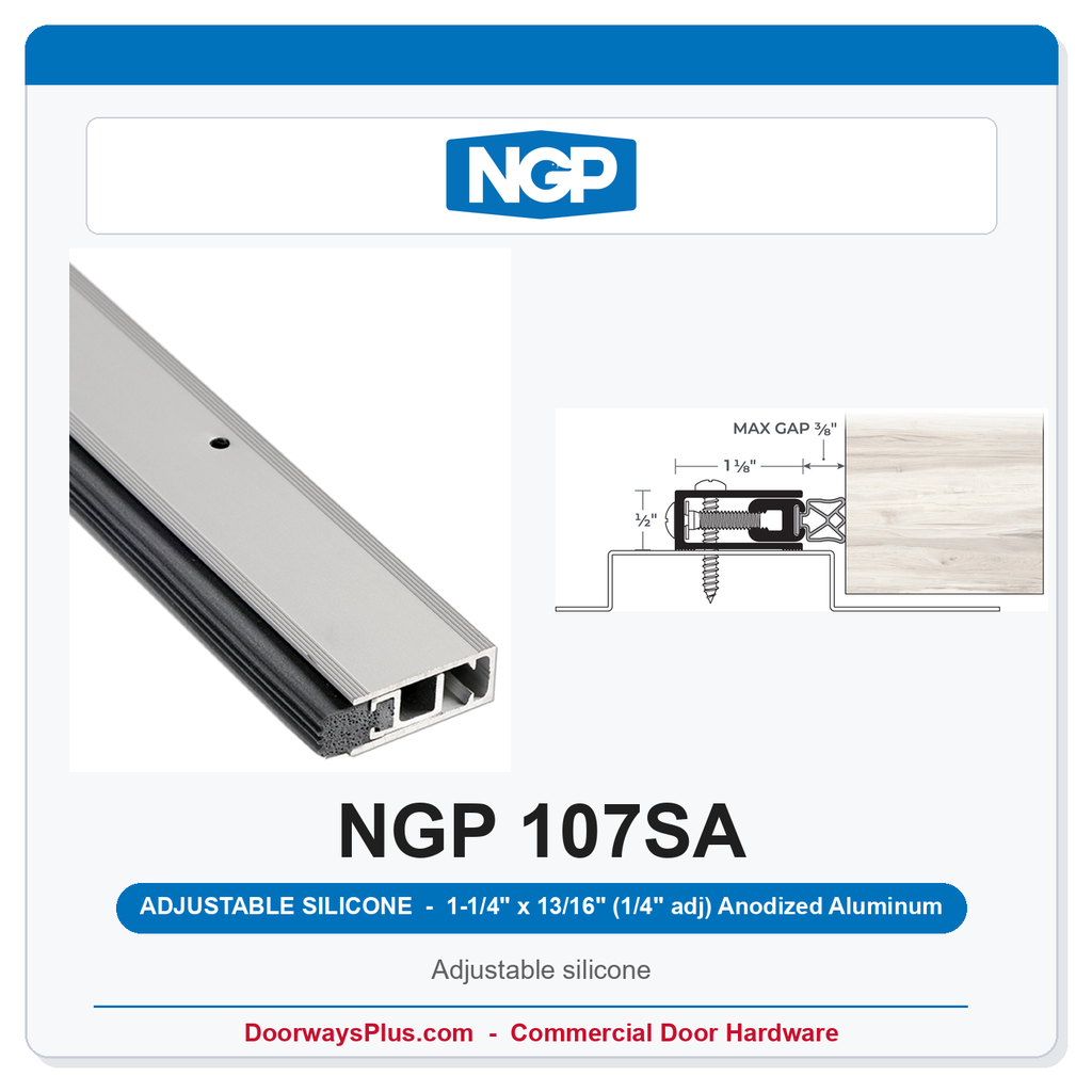 NGP 107SA Adjustable Silicone Perimeter Weatherstrip - Anodized Aluminum | National Guard