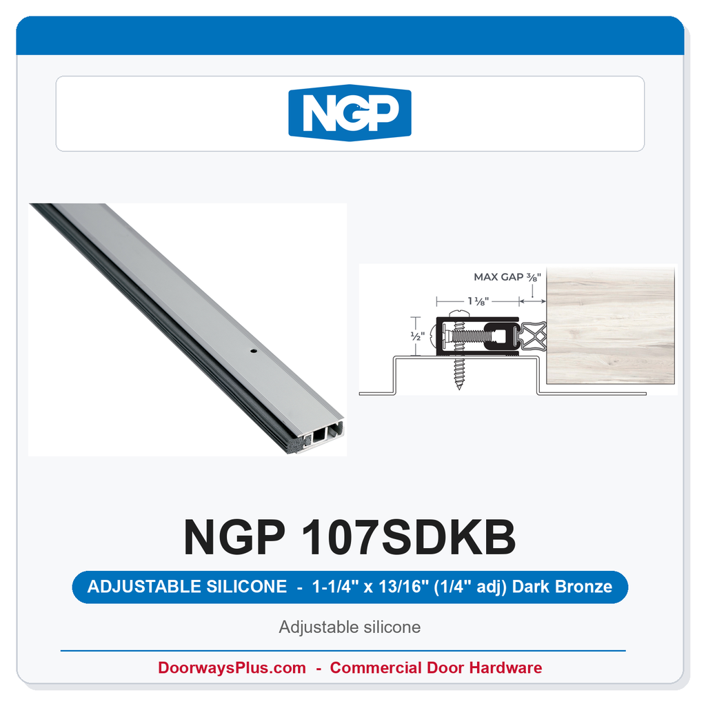 NGP 107SDKB Adjustable Silicone Perimeter Weatherstrip - Dark Bronze | National Guard