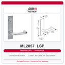 Corbin Russwin ML2057 LSP Storeroom or Closet Mortise Lockset | Grade 1 Commercial