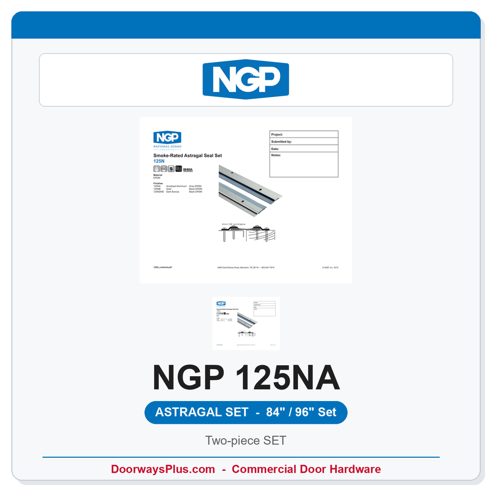 NGP 125NA EPDM Smoke-Rated Astragal Astragal Set - Anodized Aluminum | National Guard