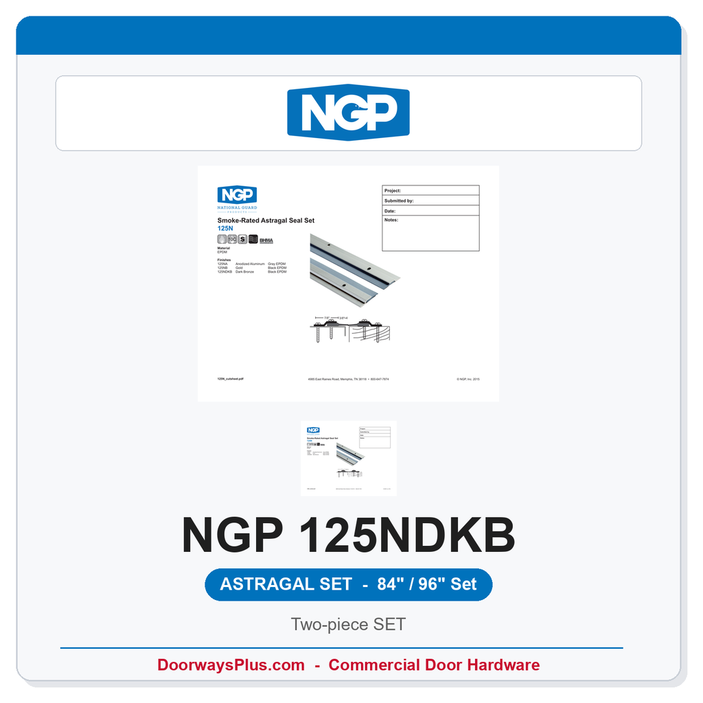 NGP 125NDKB EPDM Smoke-Rated Astragal Astragal Set - Dark Bronze | National Guard