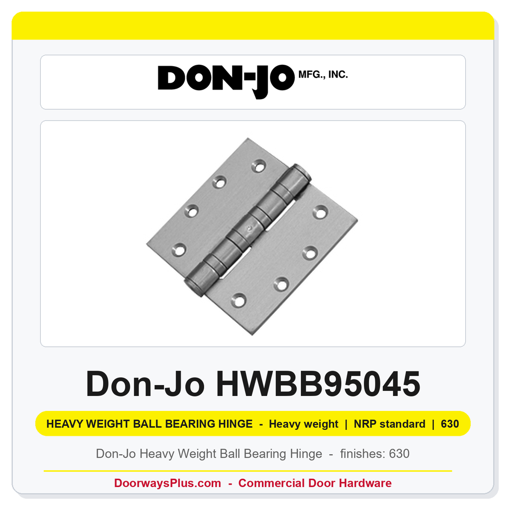 Don-Jo HWBB95045 Heavy Weight Ball Bearing Hinge | 5" x 4-1/2" | Stainless Steel