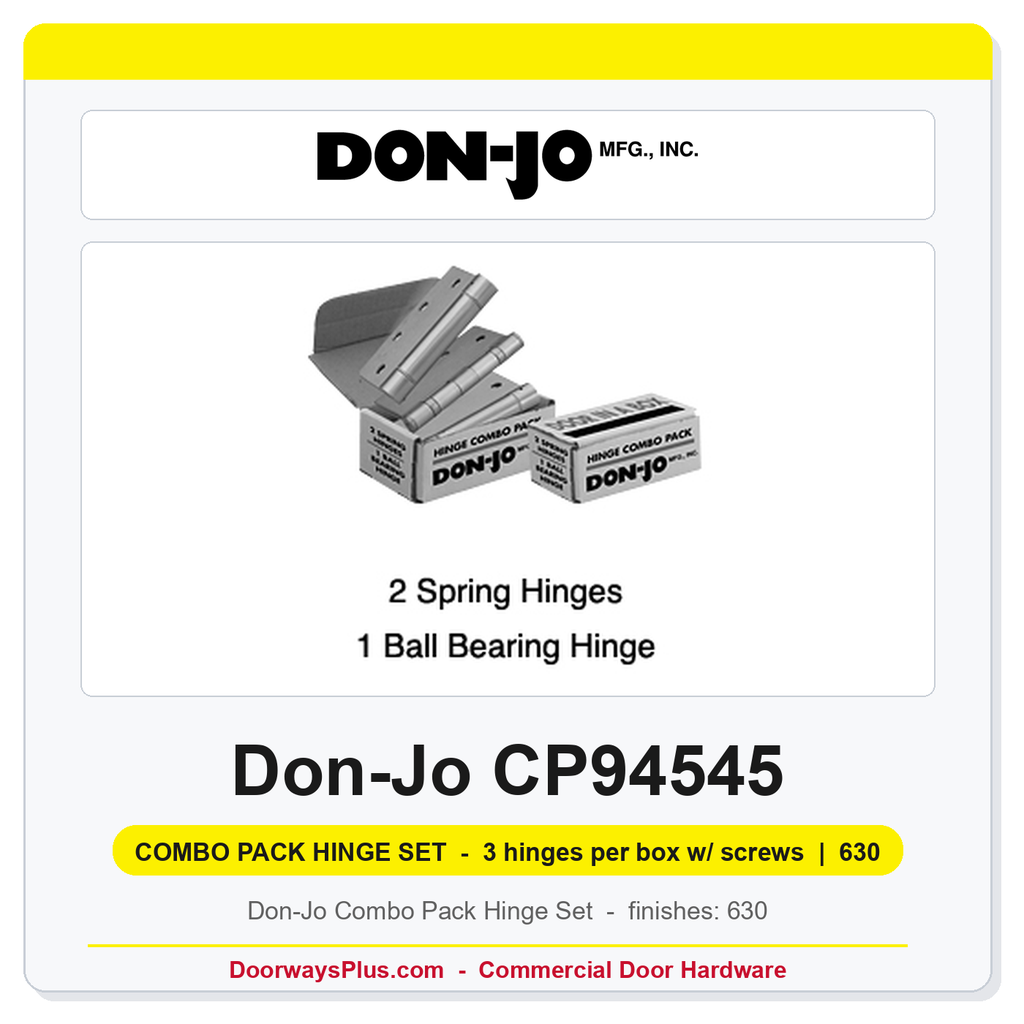 Don-Jo CP94545 Combo Pack Hinge Set | 4-1/2" x 4-1/2" | Stainless Steel