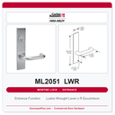 Corbin Russwin ML2051 LWR Entrance or Office Mortise Lockset | Grade 1 Commercial