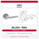 Corbin Russwin ML2051 RWA Entrance or Office Mortise Lockset | Grade 1 Commercial