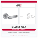 Corbin Russwin ML2051 CSA Entrance or Office Mortise Lockset | Grade 1 Commercial