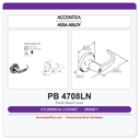Accentra PB 4708LN Grade 1 Classroom Cylindrical Lock | ANSI F84 | UL Listed