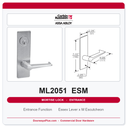 Corbin Russwin ML2051 ESM Entrance or Office Mortise Lockset | Grade 1 Commercial