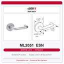 Corbin Russwin ML2051 ESN Entrance or Office Mortise Lockset | Grade 1 Commercial