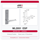 Corbin Russwin ML2051 ESP Entrance or Office Mortise Lockset | Grade 1 Commercial