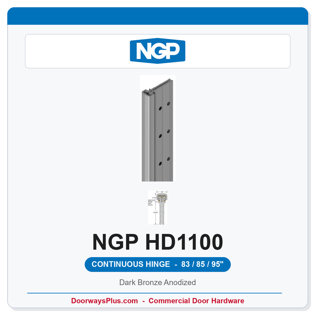 NGP HD1100DKB Concealed Geared Continuous Hinge Flush Mount 83/85/95" Dark Bronze Anodized | National Guard