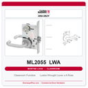 Corbin Russwin ML2055 LWA Classroom Mortise Lockset | Grade 1 Commercial