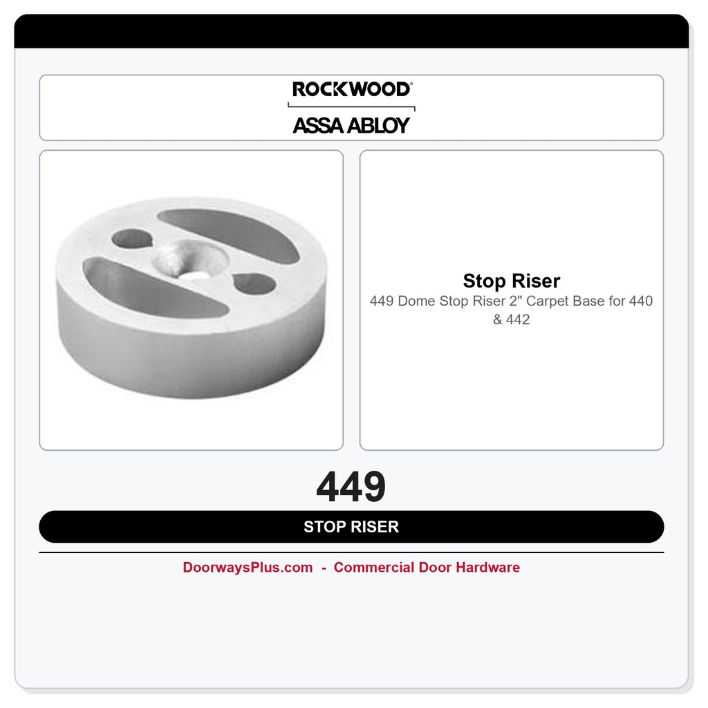Rockwood 449 Dome Stop Riser | 2" Carpet Base for 440 & 442