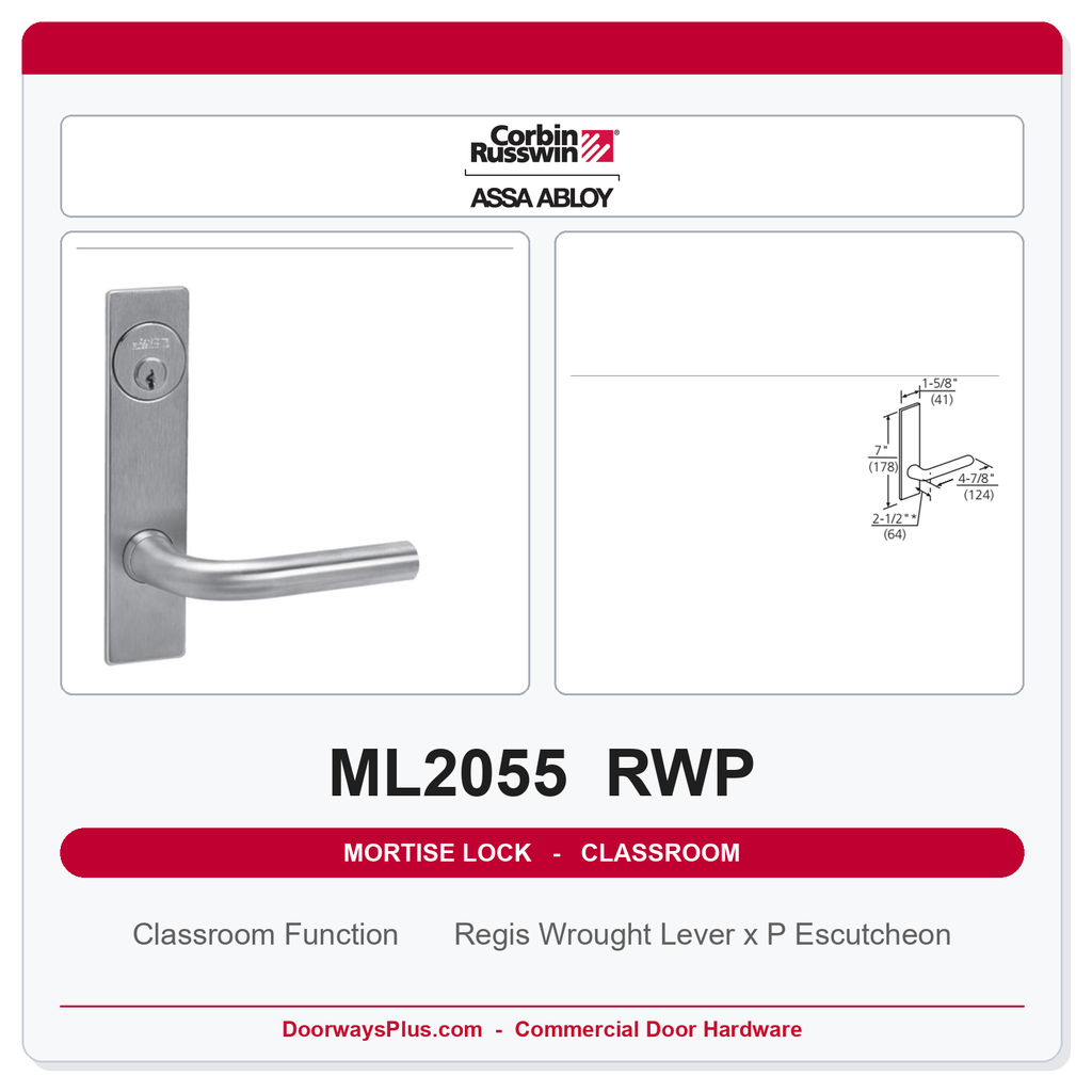 Corbin Russwin ML2055 RWP Classroom Mortise Lockset | Grade 1 Commercial