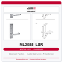 Corbin Russwin ML2055 LSR Classroom Mortise Lockset | Grade 1 Commercial