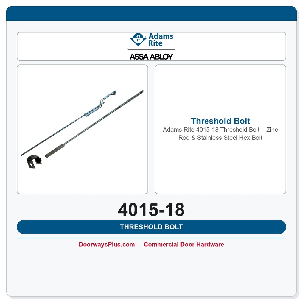 Adams Rite 4015-18 Threshold Bolt – Zinc Rod & Stainless Steel Hex Bolt