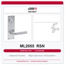 Corbin Russwin ML2055 RSN Classroom Mortise Lockset | Grade 1 Commercial