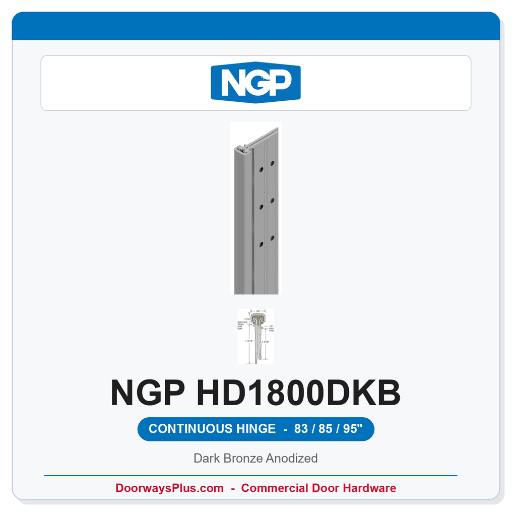 NGP HD1800DKB Concealed Geared Continuous Hinge Flush Mount 83/85/95" Dark Bronze Anodized | National Guard
