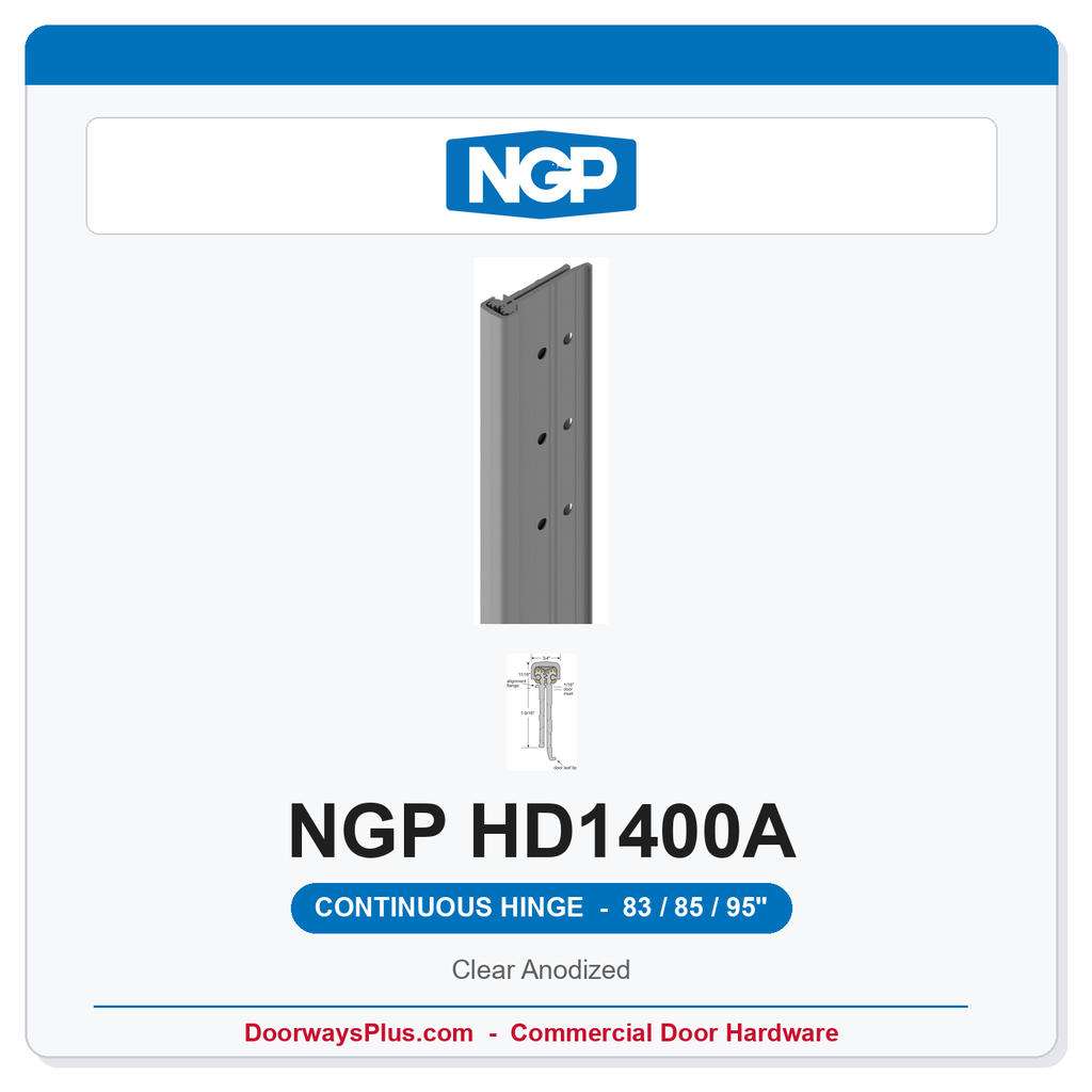 NGP HD1400A Concealed Geared Continuous Hinge Flush Mount 83/85/95" Clear Anodized | National Guard