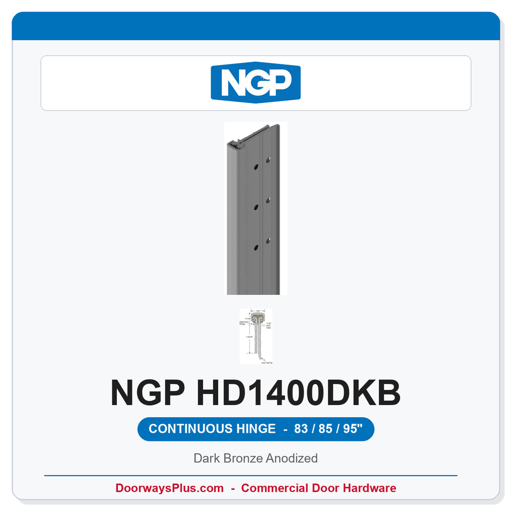 NGP HD1400DKB Concealed Geared Continuous Hinge Flush Mount 83/85/95" Dark Bronze Anodized | National Guard