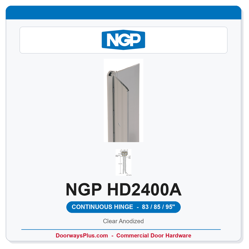 NGP HD2400A Concealed Geared Continuous Hinge Flush Mount 83/85/95" Clear Anodized | National Guard