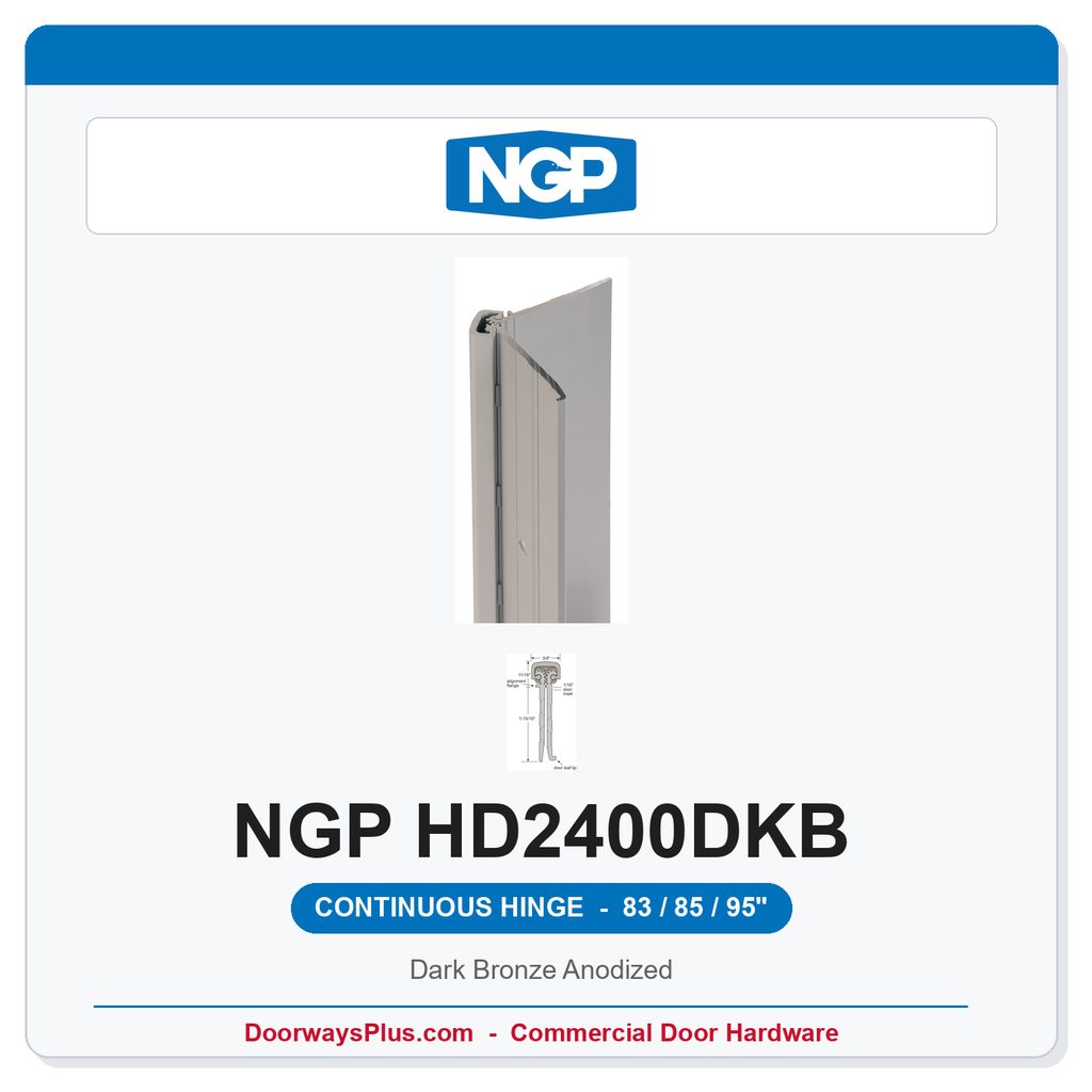 NGP HD2400DKB Concealed Geared Continuous Hinge Flush Mount 83/85/95" Dark Bronze Anodized | National Guard