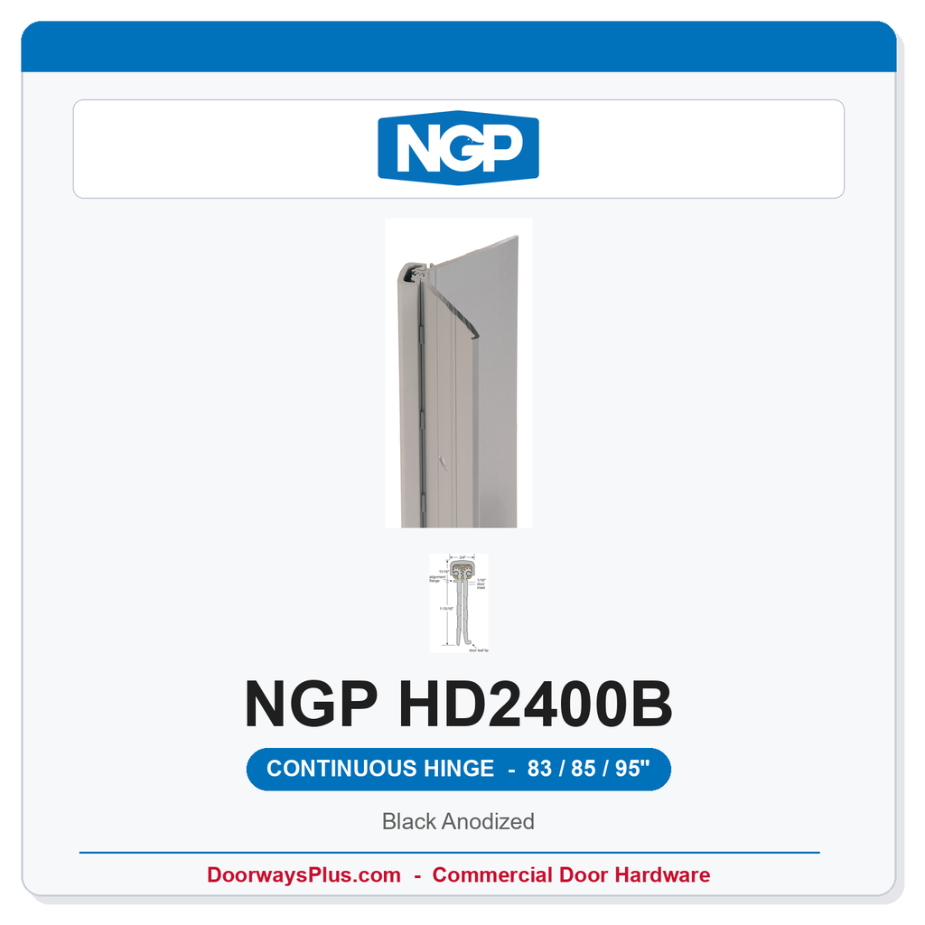 NGP HD2400B Concealed Geared Continuous Hinge Flush Mount 83/85/95" Black Anodized | National Guard