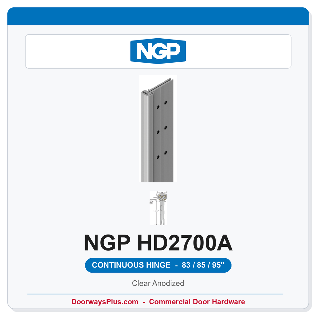 NGP HD2700A Concealed Geared Continuous Hinge Flush Mount 83/85/95" Clear Anodized | National Guard