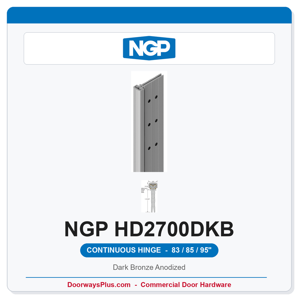 NGP HD2700DKB Concealed Geared Continuous Hinge Flush Mount 83/85/95" Dark Bronze Anodized | National Guard