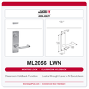 Corbin Russwin ML2056 LWN Classroom Holdback Mortise Lockset | Grade 1 Commercial