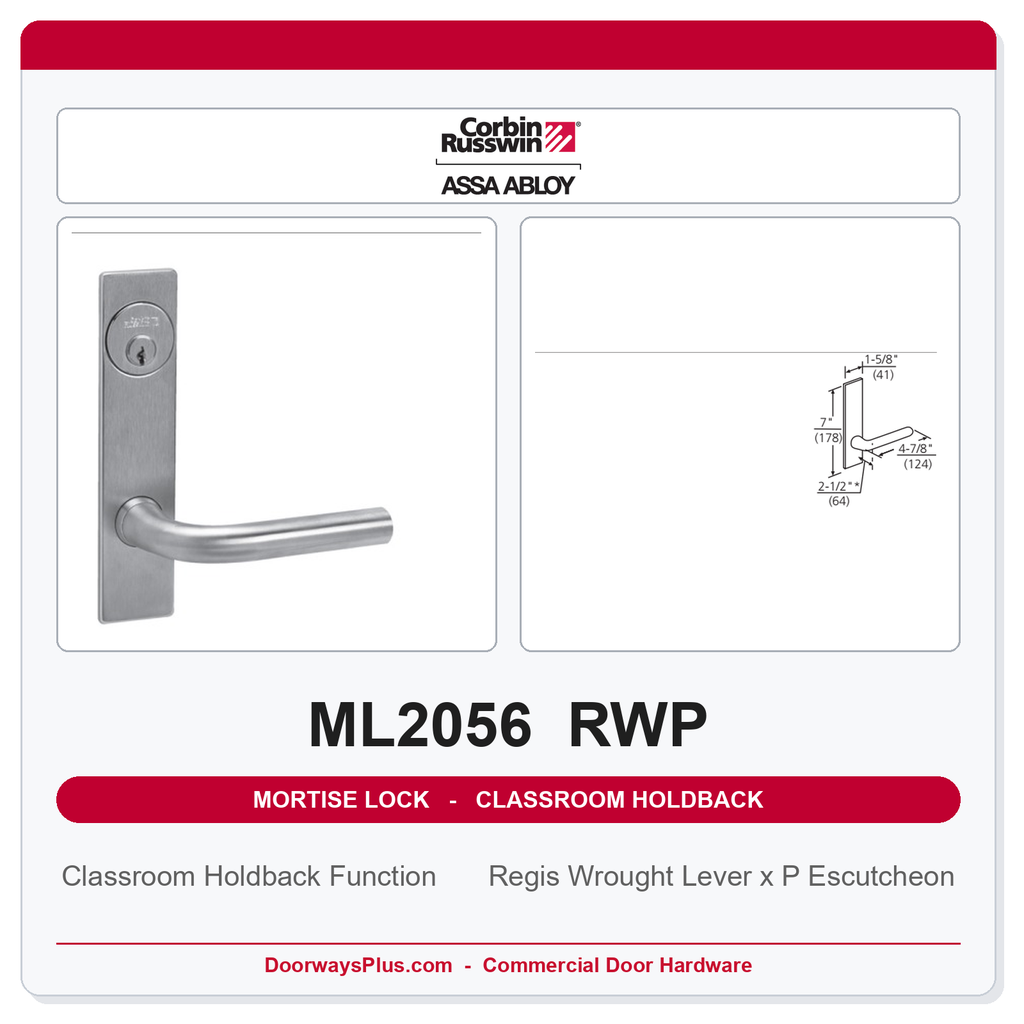 Corbin Russwin ML2056 RWP Classroom Holdback Mortise Lockset | Grade 1 Commercial