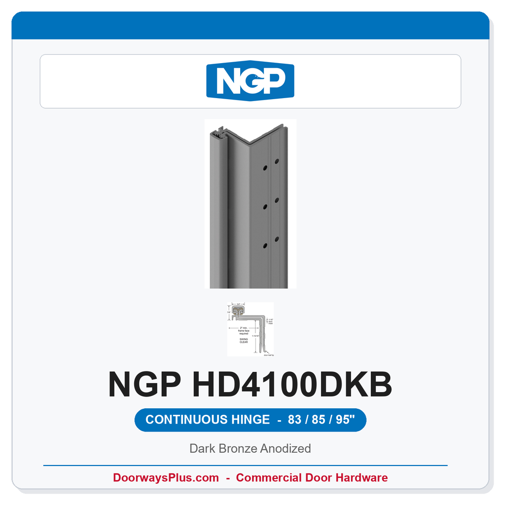 NGP HD4100DKB Concealed Swing-Clear Geared Continuous Hinge 83/85/95" Dark Bronze Anodized | National Guard