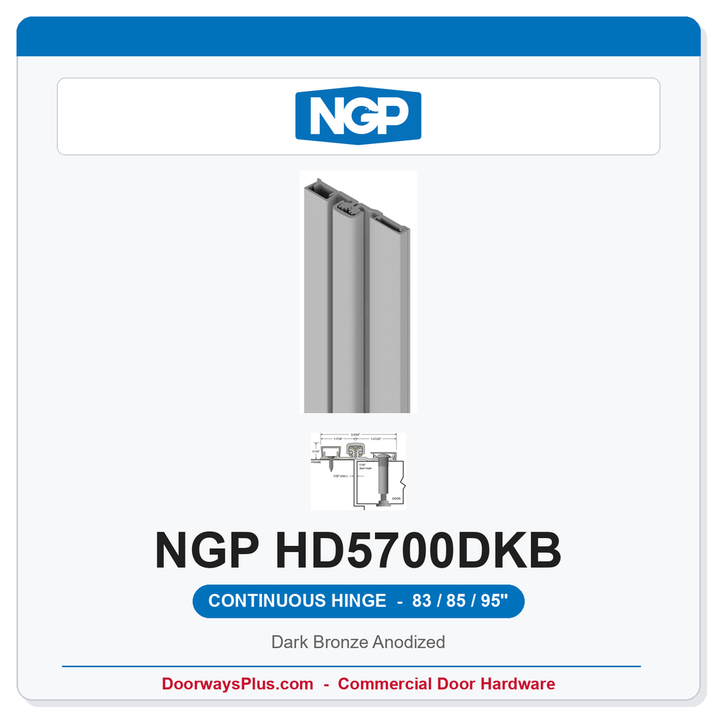 NGP HD5700DKB Full Surface Geared Continuous Hinge 83/85/95" Dark Bronze Anodized | National Guard