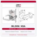 Corbin Russwin ML2056 NSA Classroom Holdback Mortise Lockset | Grade 1 Commercial