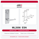 Corbin Russwin ML2056 ESN Classroom Holdback Mortise Lockset | Grade 1 Commercial