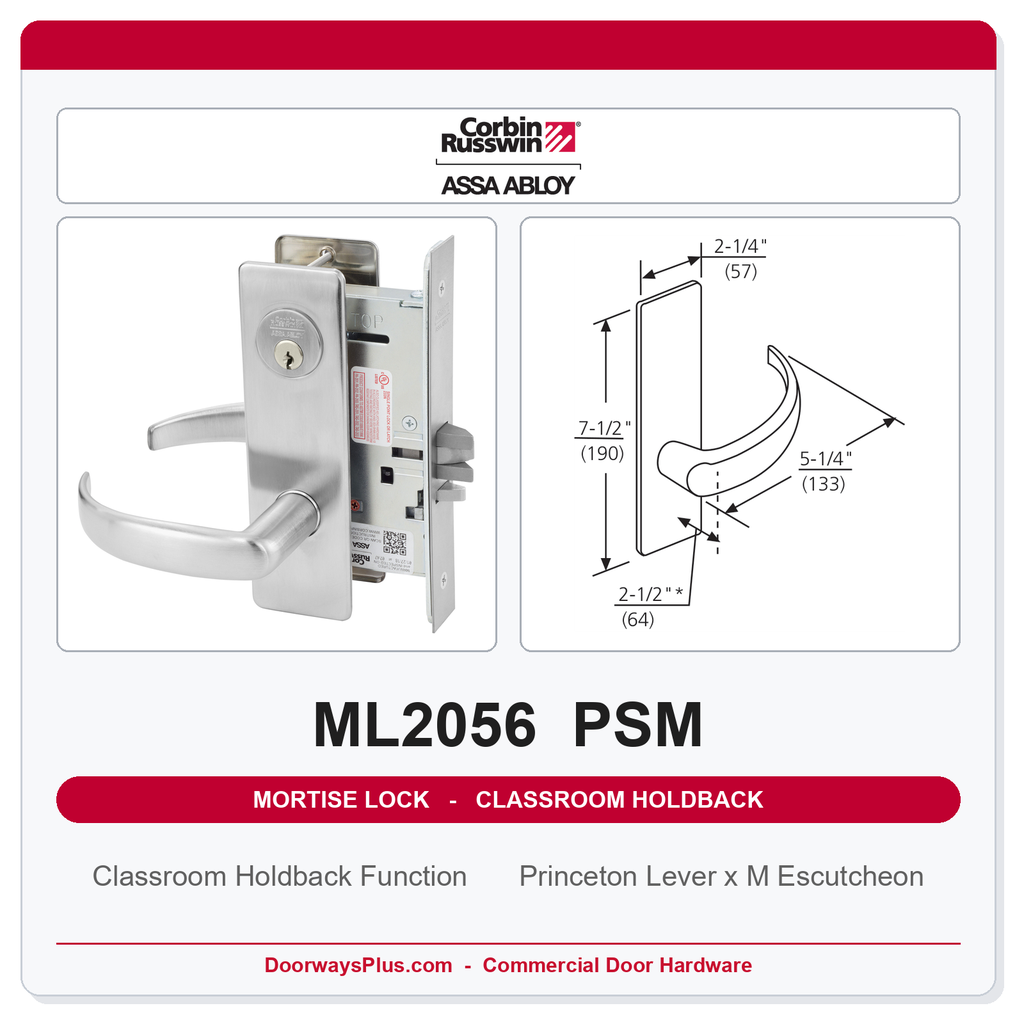 Corbin Russwin ML2056 PSM Classroom Holdback Mortise Lockset | Grade 1 Commercial
